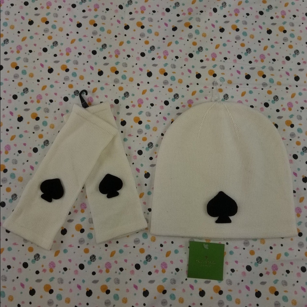 Kate Spade Cream And Black Beanie Bundle